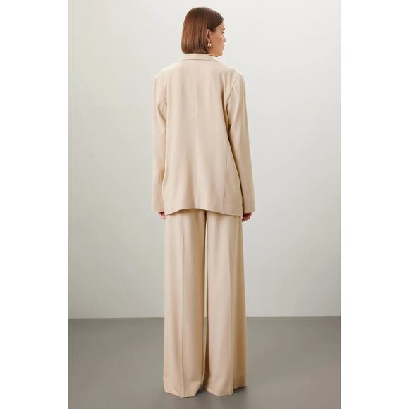 Rodebjer Idalia Blazer Beige Oversized Open Front Relaxed Shawl Collar Sz M - Picture 3 of 13